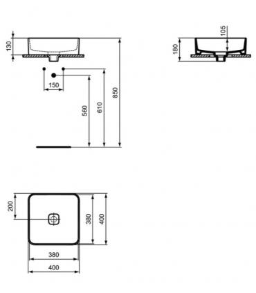 Lavabo da appoggio squadrato Ideal Standard serie Strada 2