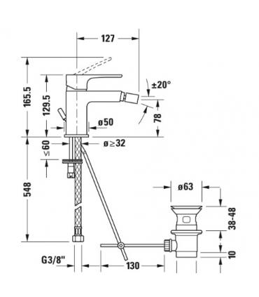 Miscelatore bidet con scarico, Duravit serie B.1