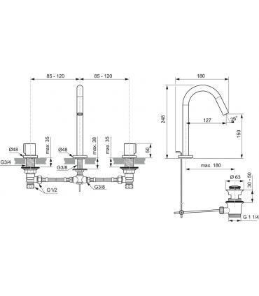 JOY BC783 3-HOLE BIDET MIXER MOUTH C