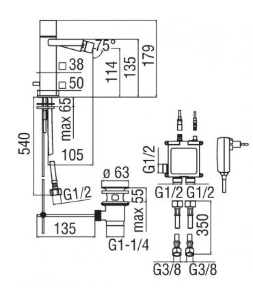 Electronic mixer for bidet Nobili collection Loop E90119/1
