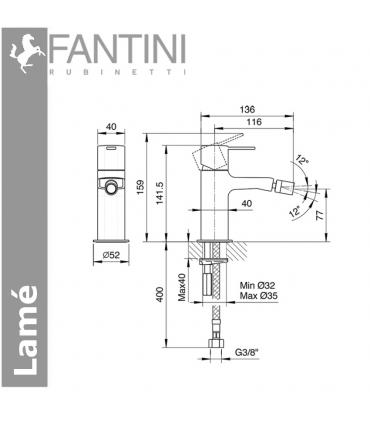 Bidet mixer single hole Fantini Lame'