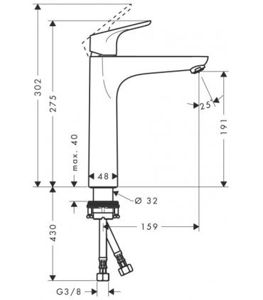 High mixer for washbasin Hansgrohe collection focus