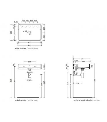 Wall-mounted washbasin Ceramica Flaminia Miniwash series