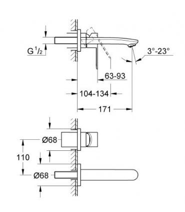 Miscelatore a parete per lavabo Grohe serie eurostyle cosmopolitan art