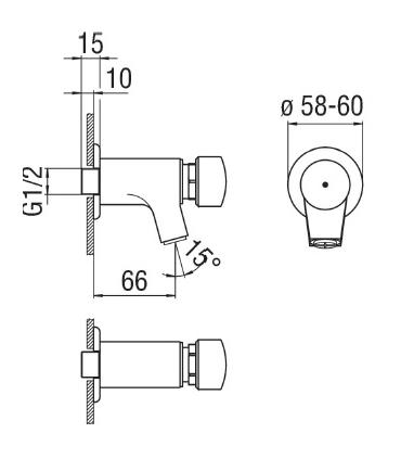 Wall mounted mixer timed 1/2, Nobili, 35300/b, chrome