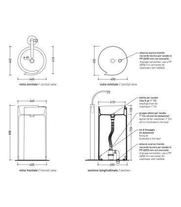 Column Washbasin 44cm Flaminia Monoroll MR44C