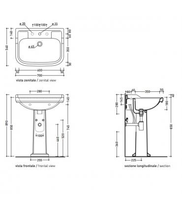 Colonnes pour achèvement lavabo, céramique Flaminia collection Efi