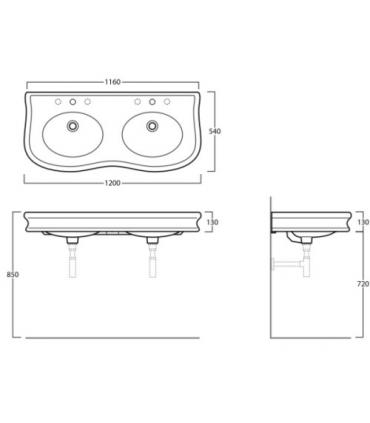 Lavabo doppio, Simas collezione Lante