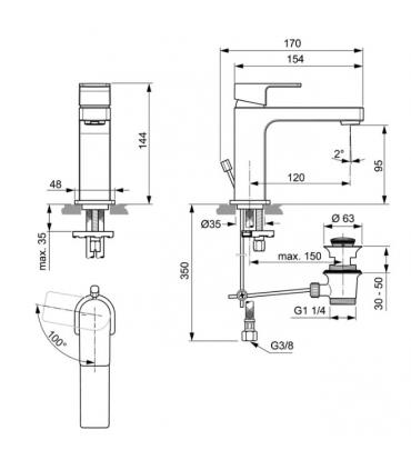 Miscelatore lavabo con Bluestart Ideal Standard Edge A7102