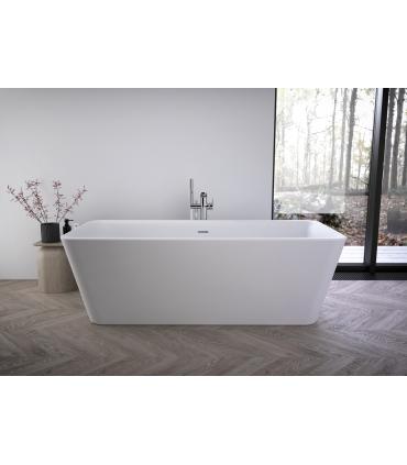 Baignoire îlot Ideal Standard Tonic 2 art.K8725V1 en acrylique blanc mat 180x80. Le réservoir est équipé d'une colonne de vidang