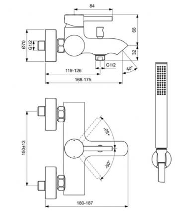 Mitigeur de bain externe Ideal Standard Ceraline BC270