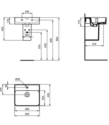 Lavabo a parete Ideal Standard Strada 2 monoforo