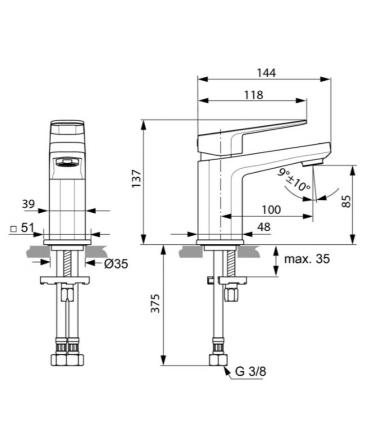 Small mixer Ideal Standard Tonic 2 art.A6331 without drain