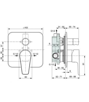 Ideal Standard double outlet shower mixer Cerafine D A7189