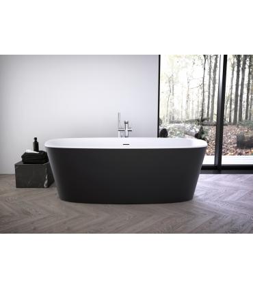 Freestanding bathtub Ideal Standard Dea series 190x90 art.K8722 in white acrylic inside and matt black outside. The tank is suit