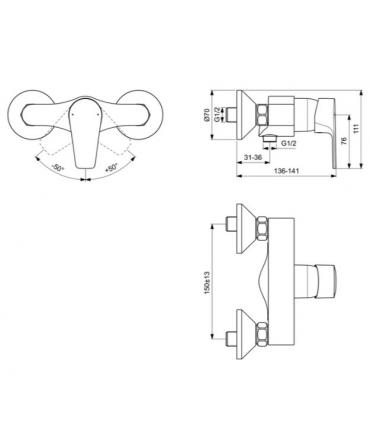 Ideal Standard external shower mixer Cerafine D BC493