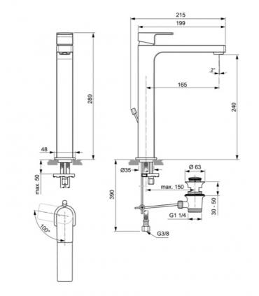 Miscelatore lavabo alto Bluestart Ideal Standard Edge A7113