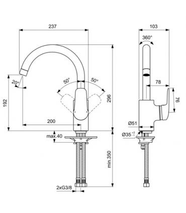 Miscelatore cucina Ideal Standard Ceraflex B1727