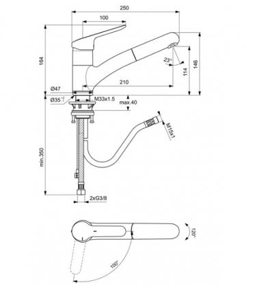 Miscelatore cucina doccetta estraibile Ideal Standard Ceraflex BC143