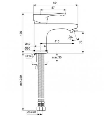 Basin mixer without waste Ideal Standard Alpha BC552