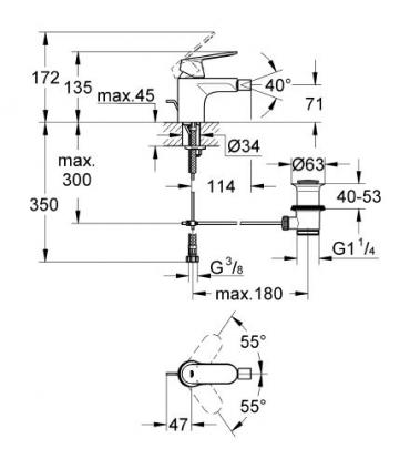 Miscelatore monoforo per bidet Grohe serie eurosmart cosmopolitan art.