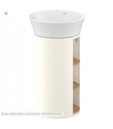 Duravit floor-mounted vanity unit, White Tulip WT4239 with shelves in natural oak solid wood