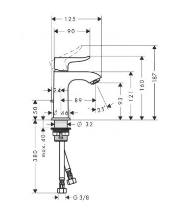 Hansgrohe miscelatore monoforo per lavabo serie Metris 31088 cromo.