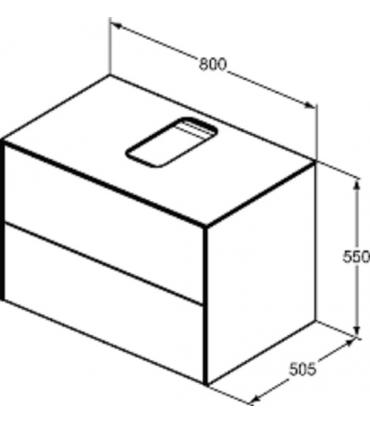 Ideal Standard meuble sous-vasque 2 tiroirs en placage de bois Conca