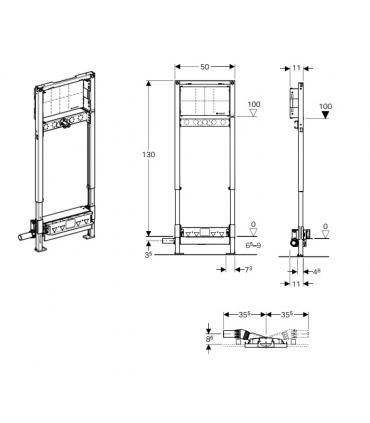 Shower siphon wall hung for renovation, 130cm, Geberit Duofix car