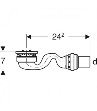 Lowered shower siphon drain for Geberit Sestra 500.019.00.1