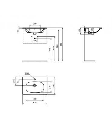 Ideal Standard Tesi new lavabo top monoforo, bianco