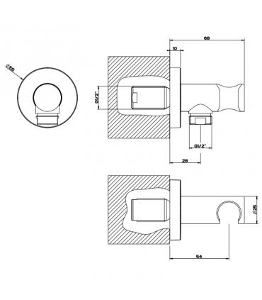 GESSI Water inlet and support for hand shower collection Emporio Via Bagutta chrome