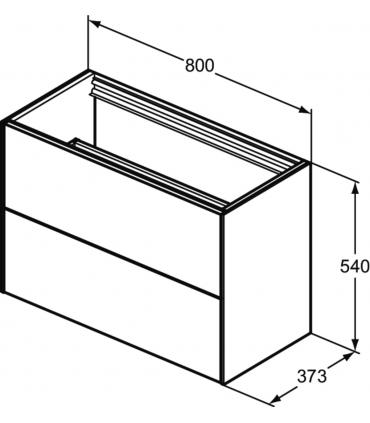 Armoire plaquée 2 tiroirs Ideal Standard Conca sans dessus