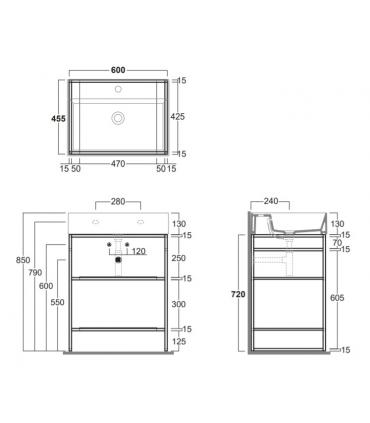 Floor structure for Simas Agile washbasin in metal