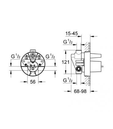 Built in part for shower-bathtub mixer Grohe 33963.