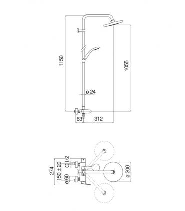 Column  shower with shower head 20 cm Nobili series  Blues