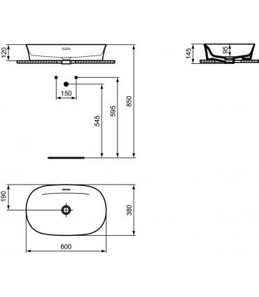 Ideal Standard oval countertop washbasin Ipalyss E1397