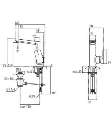 Ideal Standard Tonic 2 high spout basin mixer art. A6332 with drain