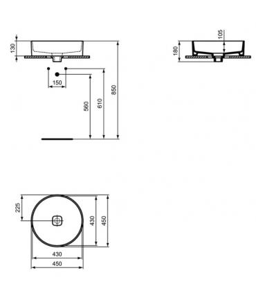 IDEAL STANDARD lavabo d'appoggio tondo 45 cm serie Strada II art.T295901