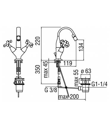 Traditional bidet mixer CP219 / 1CR, Nobili Carlos Primero