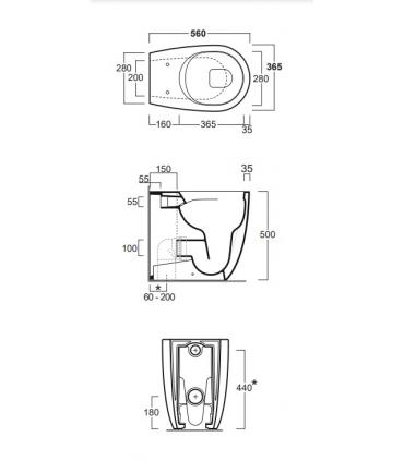 Floor standing toilet back to wall Simas Vignoni height 50