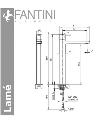 miscelatore alto per lavabo monoforo Fantini Lame' art.M106WF