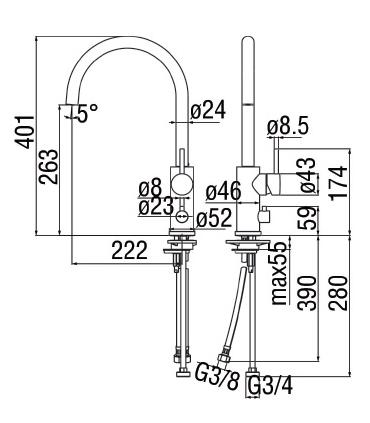 Nobili Live series kitchen sink mixer with dishwasher connection