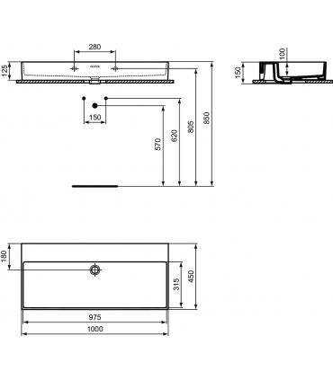 Lavabo da appoggio senza fori Ideal Standard serie Extra