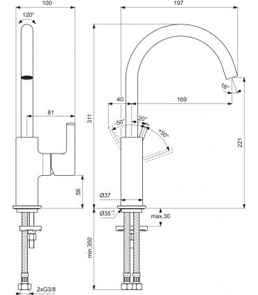 JOY BC778 LAVABO MÉLANGEUR BOUCHE «C»