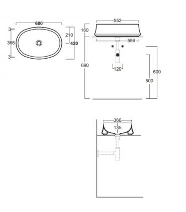 Lavabo da appoggio ovale Simas serie Sharp art.SH04