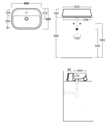 Lavabo da appoggio monoforo Simas serie Sharp SH09