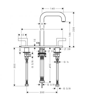 Hansgrohe rubinetto tradizionale tre fori lavabo axor raindance 39136.