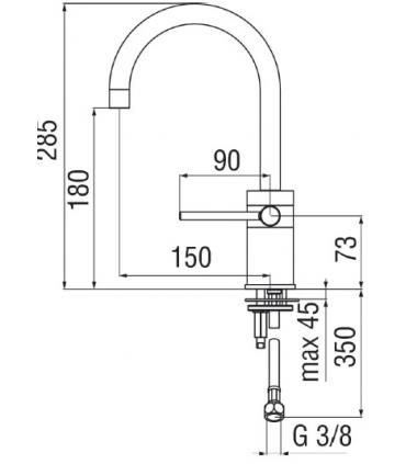 Miscelatore lavabo Nobili serie PLUS bocca ombrello senza scarico