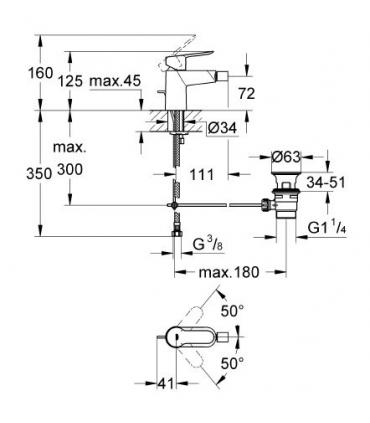 Single hole mixer for bidet Grohe collection bauedge